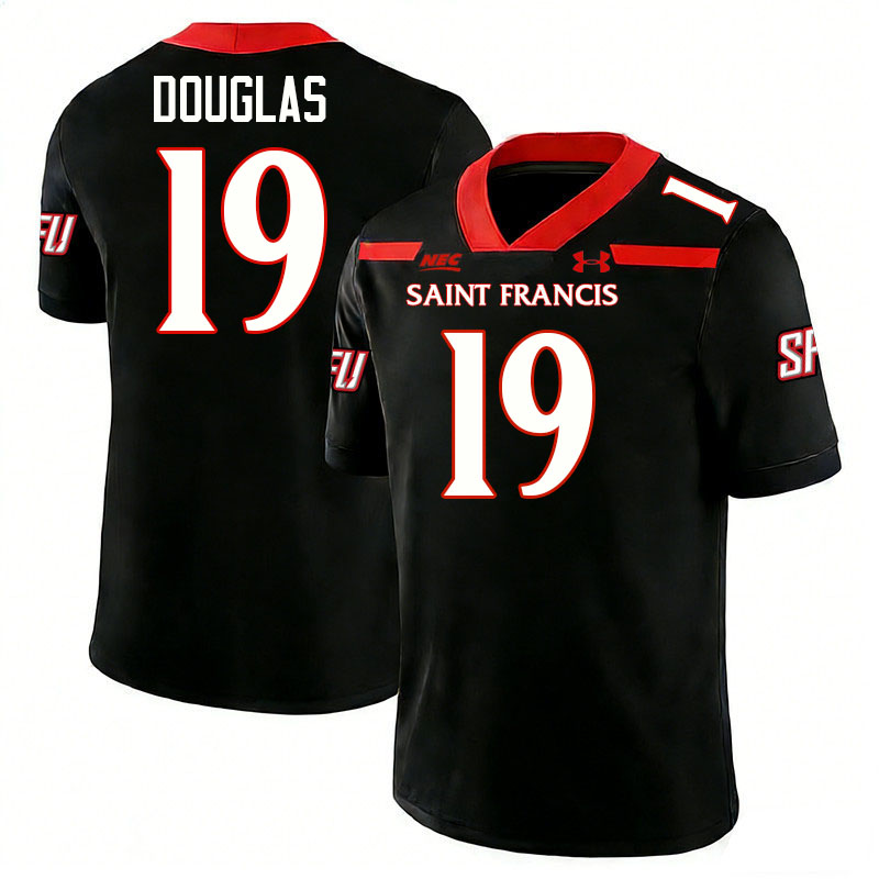 Saint Francis Red Flash #19 Colin Douglas College Football Jerseys,Uniforms Stitched-Black
